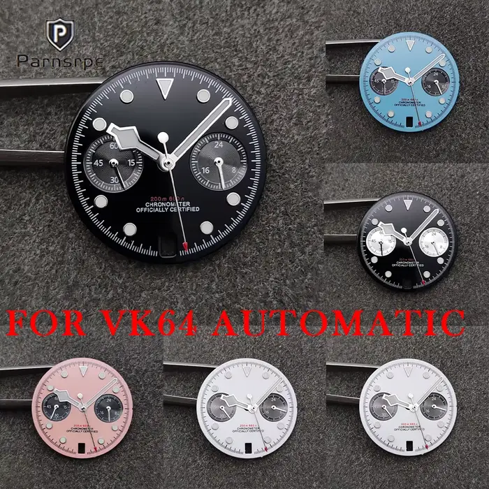 Cadrans de montre Excellent 29.5mm VK64 cadran blanc noir rose bleu ciel vert lumineux ajustement