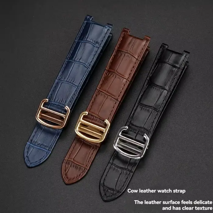 Bracelets de montre en cuir de vache pour hommes et chaînes