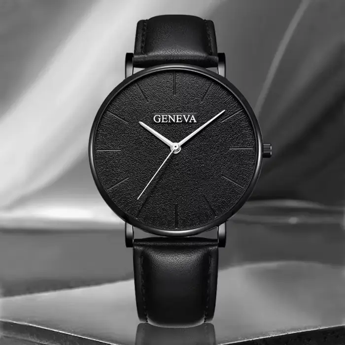 Ensemble montre-bracelet à quartz et bracelet de perles pour hommes