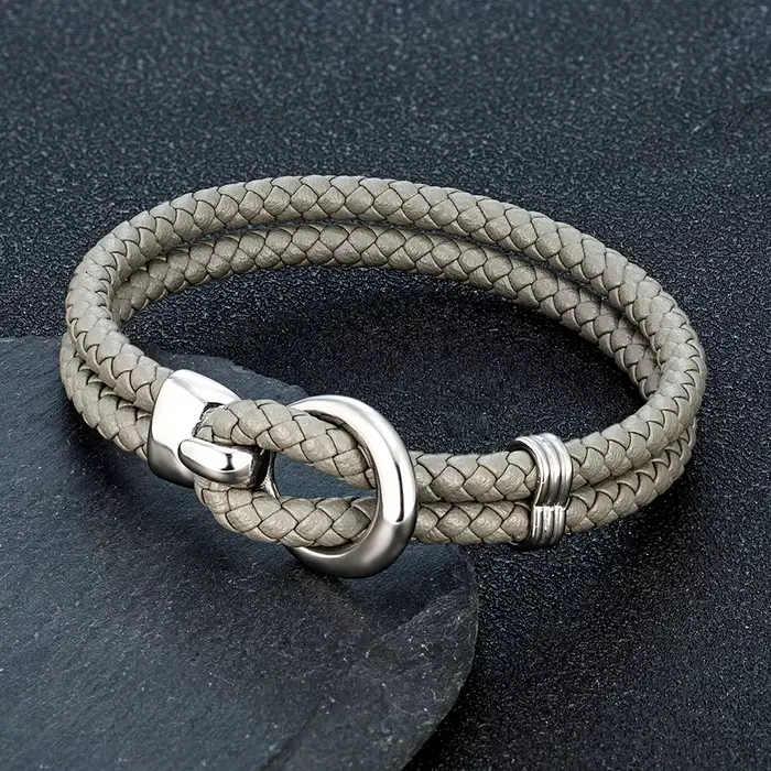 Bracelet en cuir tressé fait à la main pour hommes