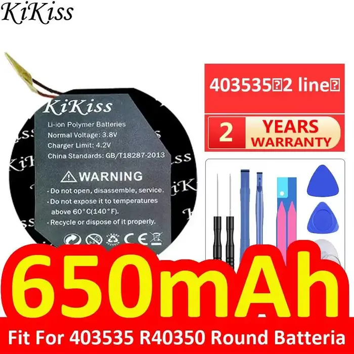 Batterie de montre longue durée 650-1700mAh, compatible avec les montres 403535 443958 663032