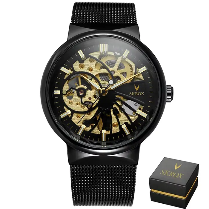 SKROX-Montre-bracelet mécanique manuelle pour homme, montres vintage pour homme, modules transparent