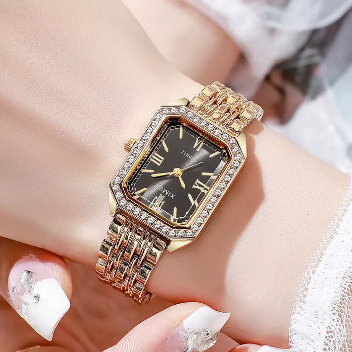 Montre de luxe haut de gamme pour femmes élégante à la mode avec mouvement quartz résistant aux chocs bracelet en acier inoxydable pour diverses occasions