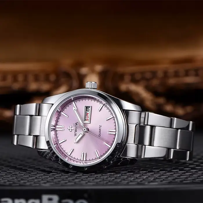 WWOOR nouvelle mode cadran rose dames montres à Quartz Montre de luxe pour les femmes étanche tenue décontractée Femme