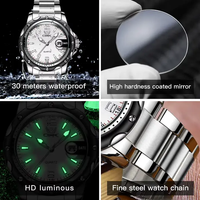 Montre-bracelet à quartz étanche pour homme