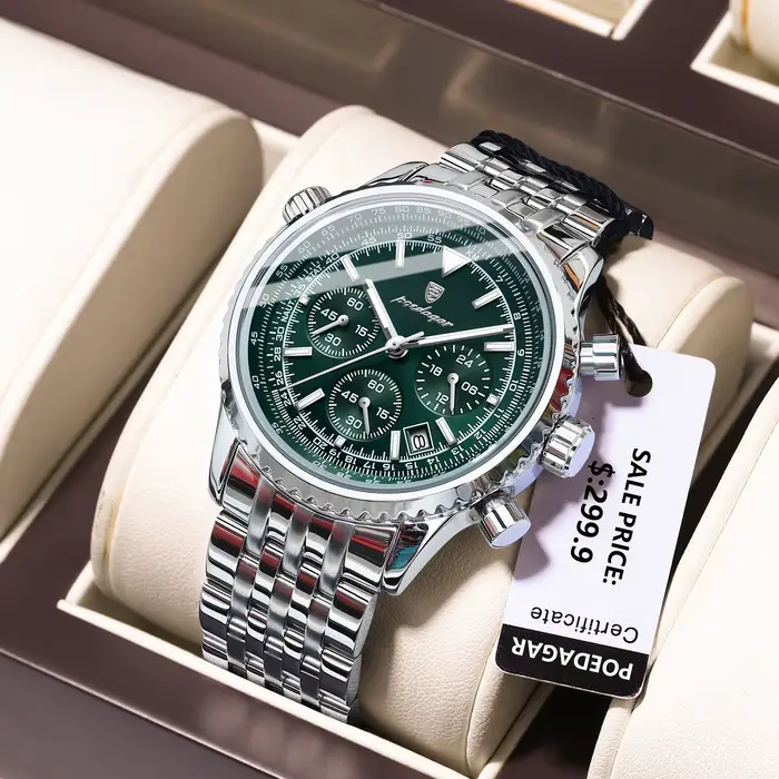 POEDAGAR montres de luxe pour hommes Date chronographe en acier inoxydable homme montre étanche lumineux Sport militaire