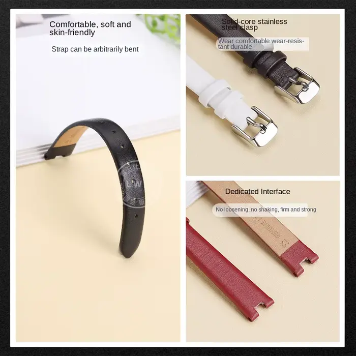Pour CIGA Design femmes Concave R série Rose montre 32/39.5mm cadran bracelet en cuir 12mm 16mm rouge blanc noir marron