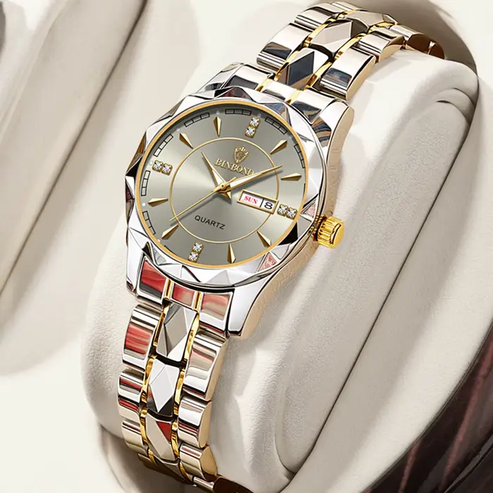BINBONG femmes montres de luxe mode dames montre à Quartz étanche lumineux Date en acier inoxydable 