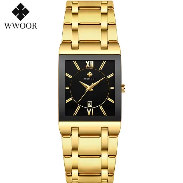 WWOOR 2025 mode hommes montres haut de gamme montre-bracelet de luxe Quartz carré étanche genève con