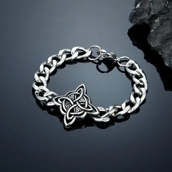 Bracelet Viking à nœud celtique pour hommes - Acier inoxydable