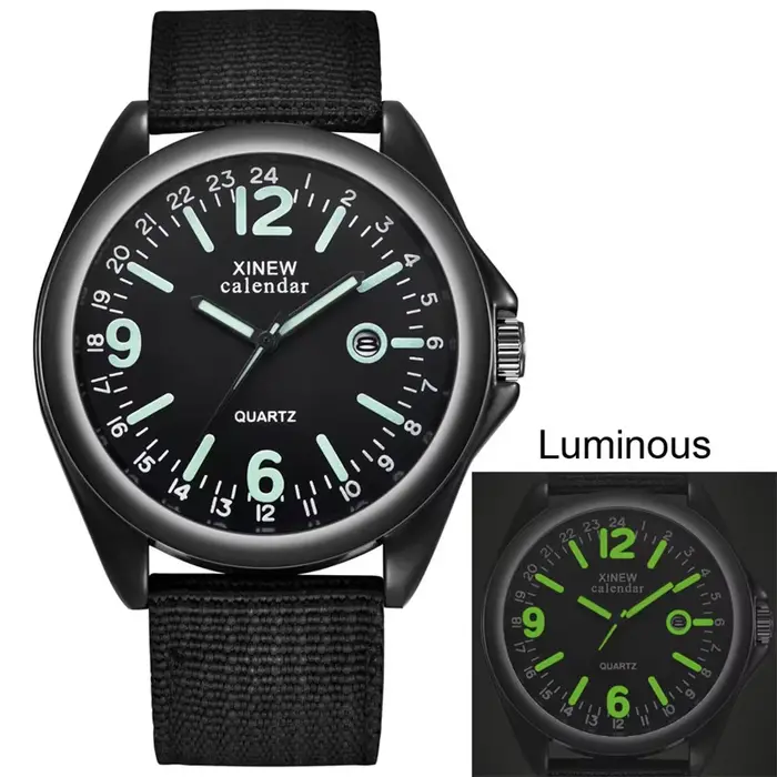 XINEW-Montre à quartz avec bracelet en nylon pour homme, montres de sport, date Shoous, mode militai
