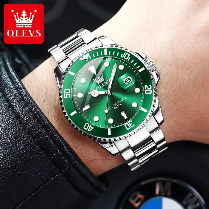 Montre OLEVS 5885 en acier inoxydable avec fonction GPS pour hommes, résistante à l'eau, mains lumineuses, bracelet en acier inoxydable, mouvement à quartz, pour sportifs et amoureux de la mode