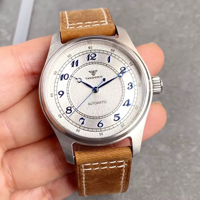 Tandorio 39mm pilote rétro titane mis5 8215/PT5000 mouvement montre mécanique pour hommes 200m étanc