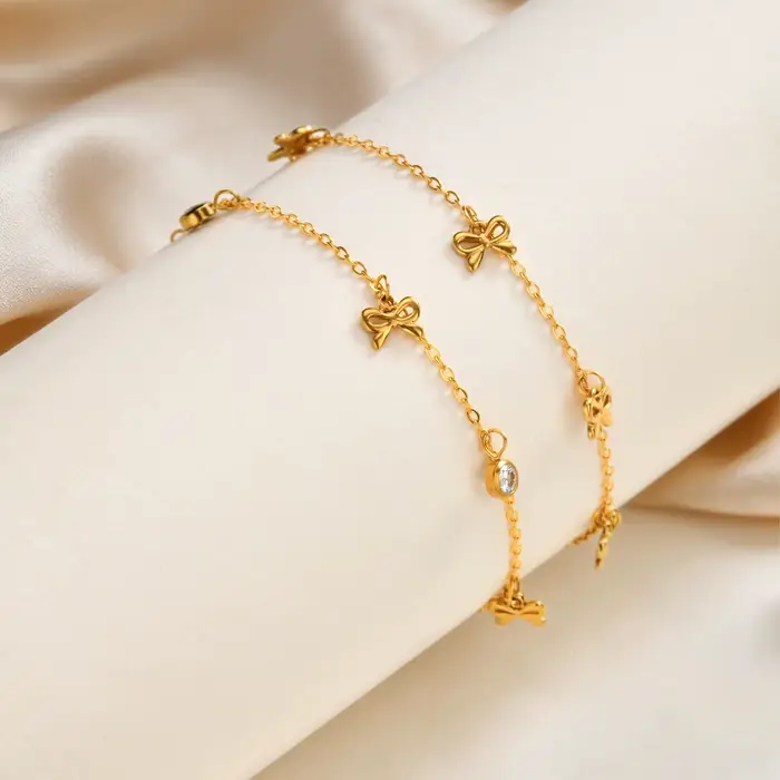 Bracelet Nœud pour Femme en Acier Inoxydable Plaqué Or 18K