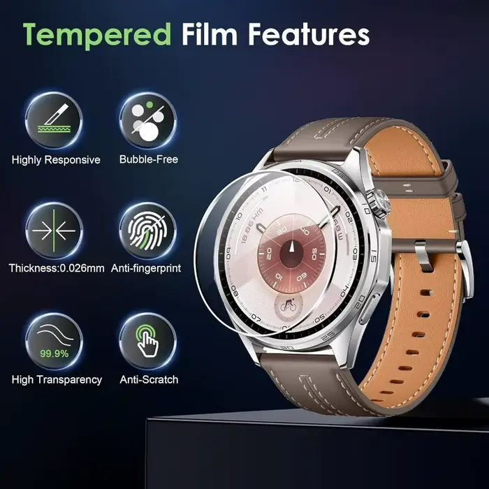 Protecteur d'écran en verre trempé de qualité supérieure pour Huawei Watch GT 6 Pro anti-rayures haute définition facile à installer pour homme et femme occasions spéciales