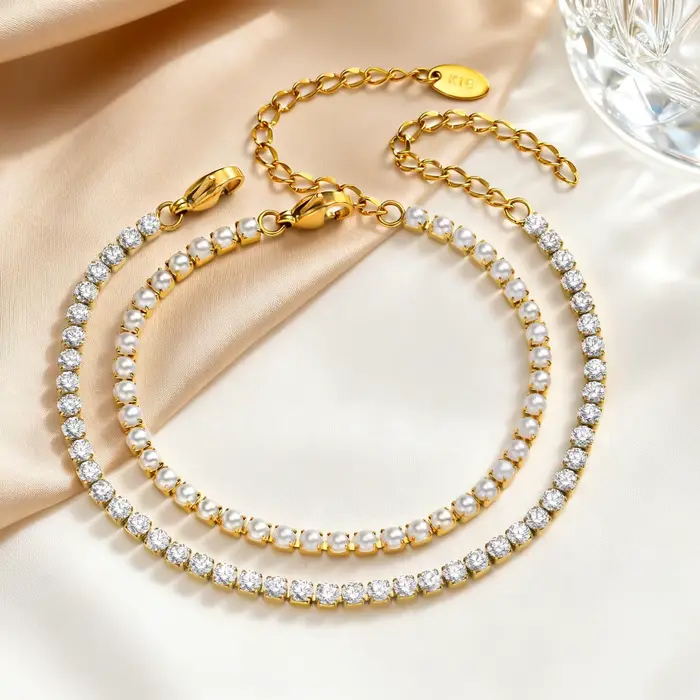 Bracelet de tennis moderne en perles pour femme