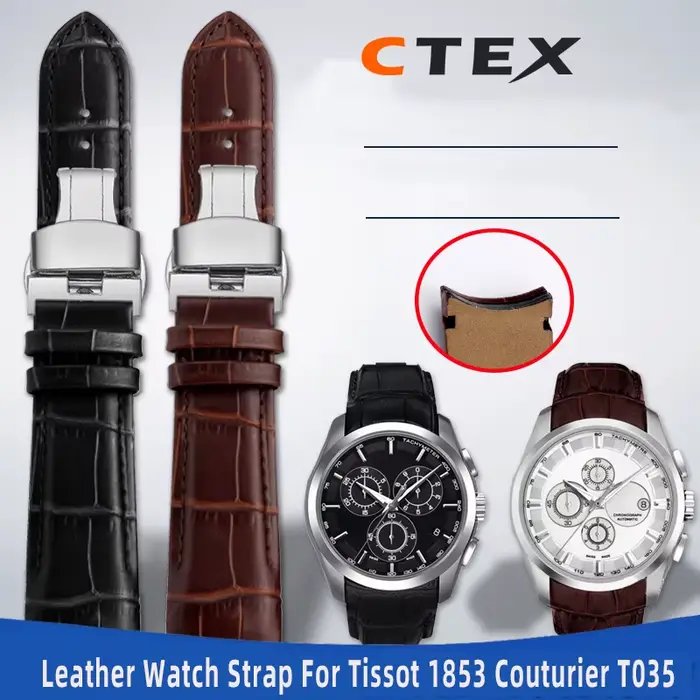 Bracelet de montre en cuir véritable pour hommes avec pin buckle pour montres Tissot 1853 COUTURIER élégant et durable pour occasions formelles et informelles