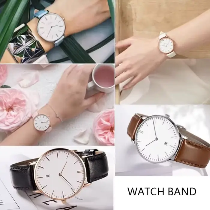 Bracelet de montre en cuir de vachette pour femme