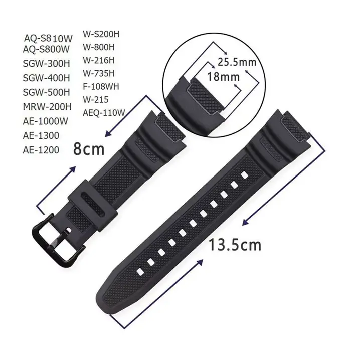 Bracelet de montre 18mm pour CASIO AE1200 / 1300 / 1000 W-219