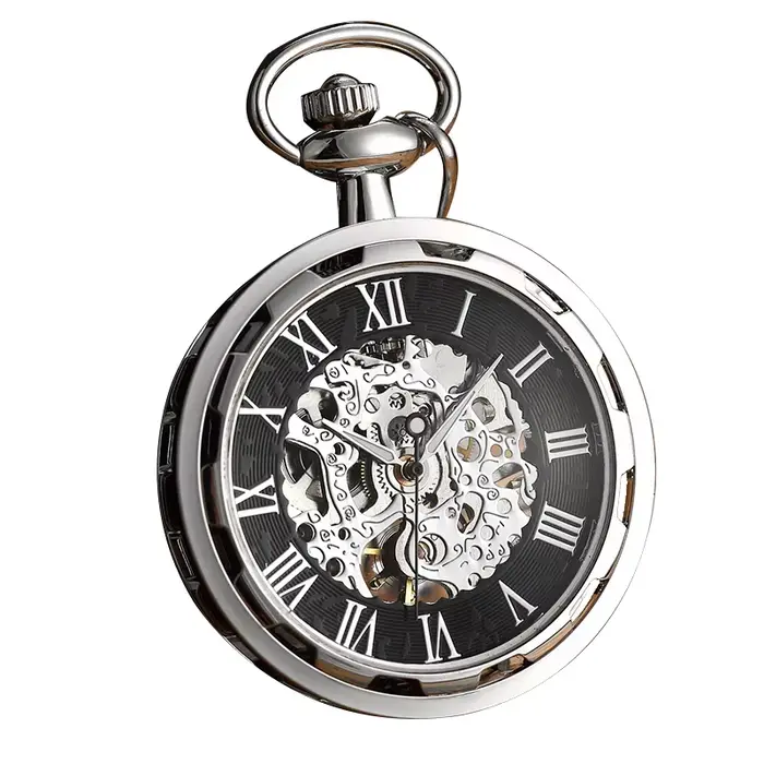 Montre de poche mécanique évidée rétro de luxe, chaîne audio en alliage semi-automatique, lumineuse,