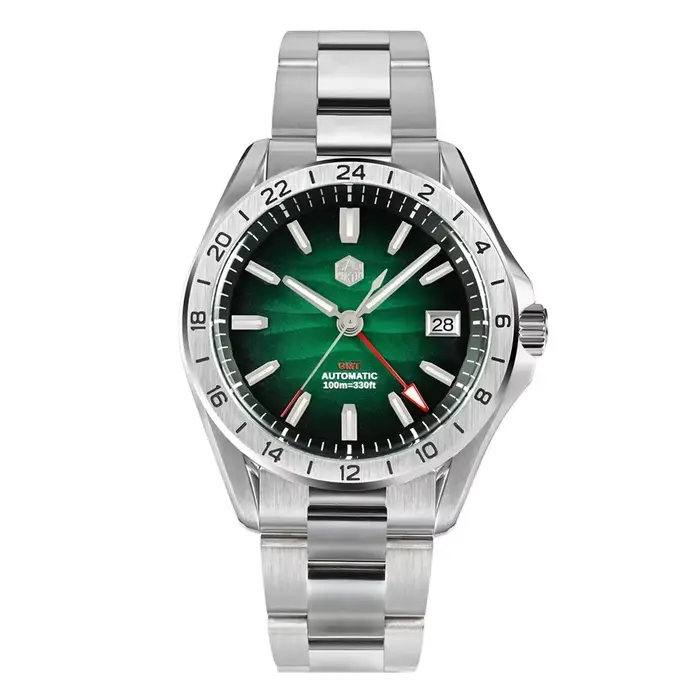 San Martin – montre GMT pour hommes, 39mm, automatique, mécanique, étanche 10ATM, saphir lumineux, c