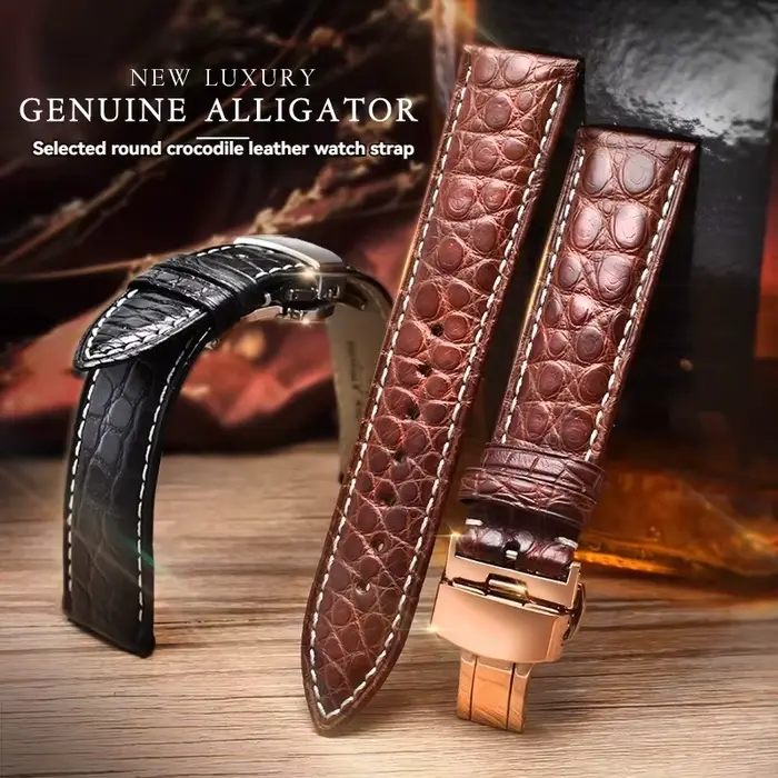 Bracelet en peau de crocodile véritable pour homme et femme