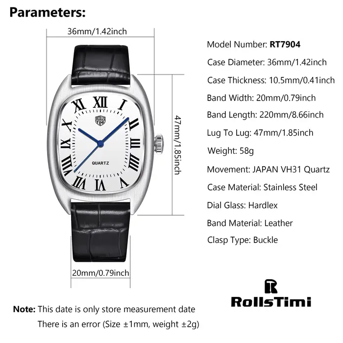 Montre homme en acier inoxydable avec bracelet cuir résistant à l'eau pour homme style luxe quartz PAGANI DESIGN VH31