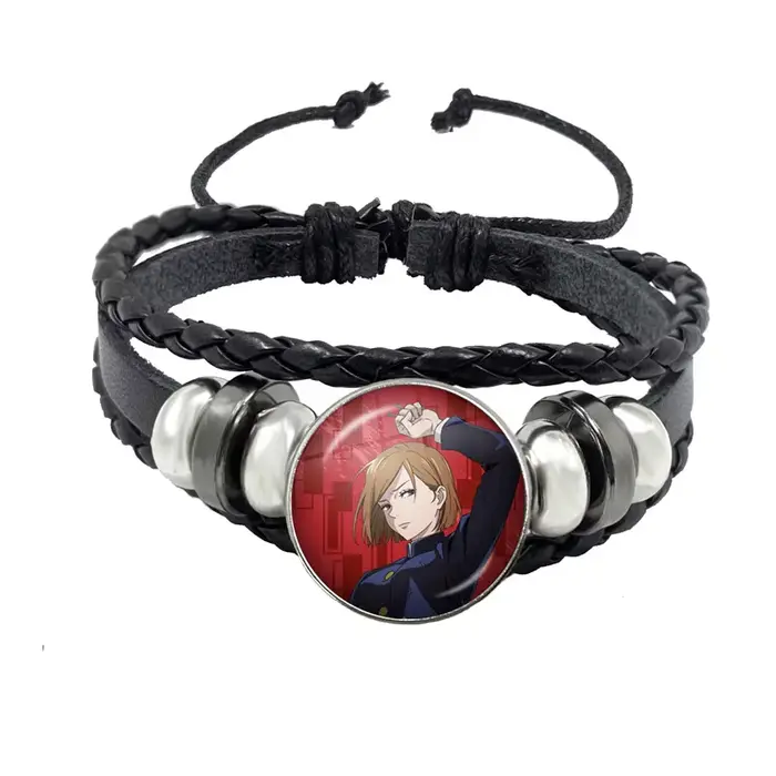 Bracelet en cuir avec dôme en verre décoratif pour femmes et hommes