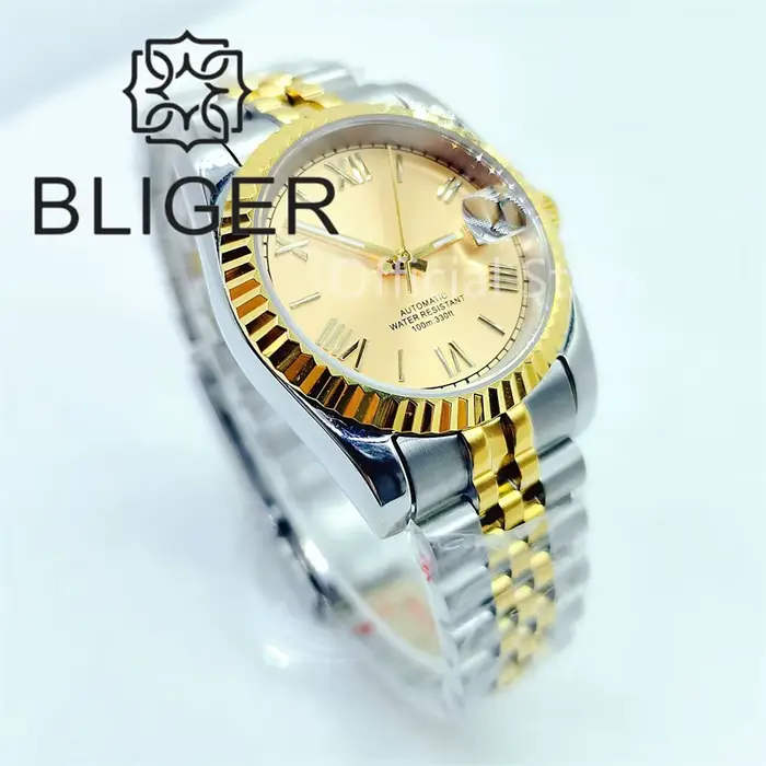 Montre-bracelet à cadran doré pour homme
