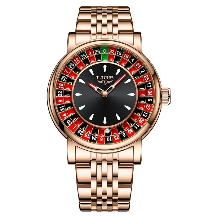 Montre homme LIGE luxe créative roulette cadran lumineux résistante à l'eau acier inoxydable quartz occasionnels multifonctionnels