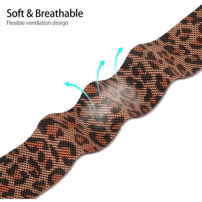 Montre femme ultra-fine motif léopard bracelet en maille acier inoxydable fermoir magnétique pour femmes occasions quotidiennes professionnelles et détente