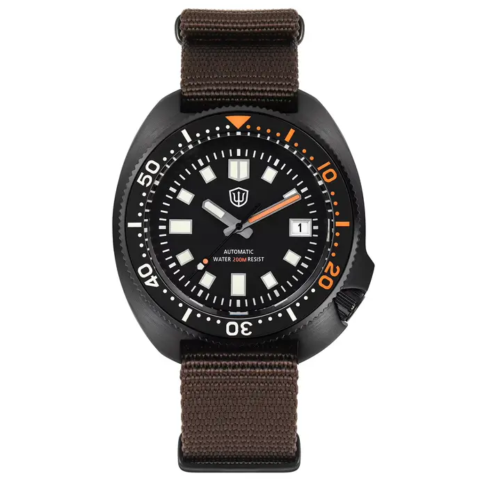 Watchdives PVD WD6105 montre de plongée tortue NH35 mouvement automatique 200M étanche saphir crista
