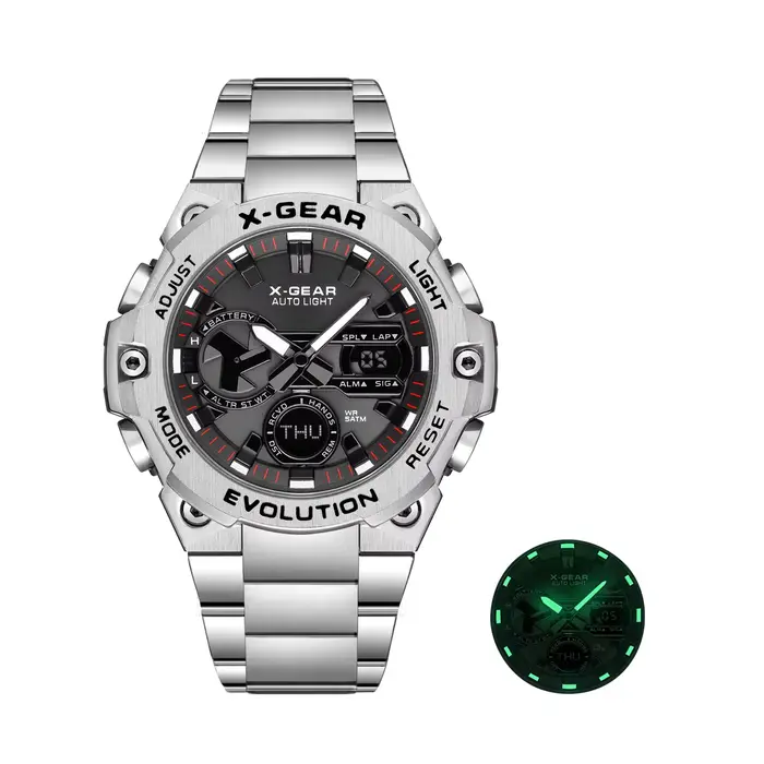 Montre pour hommes, batterie longue durée, avec minuterie et fonctions d'alarme, conception de mouli
