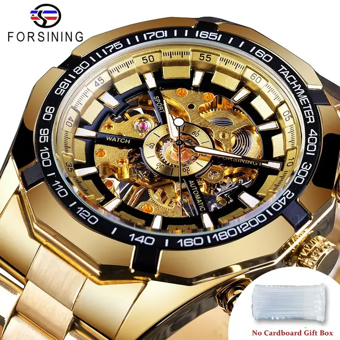 Forsining-Montre-bracelet étanche en acier inoxydable pour homme