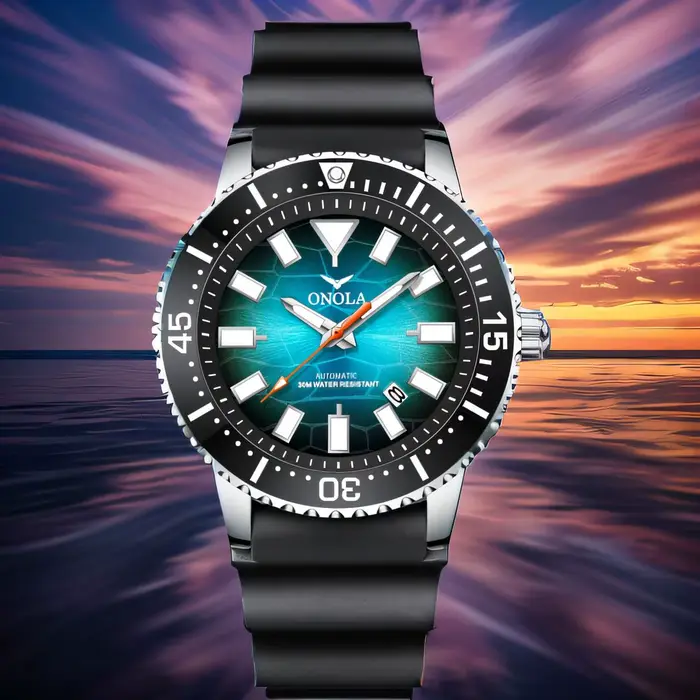 Montre mécanique ONOLA pour hommes, style fashion casual, mouvement automatique, résistante à l'eau, élégante pour occasions professionnelles et spéciales