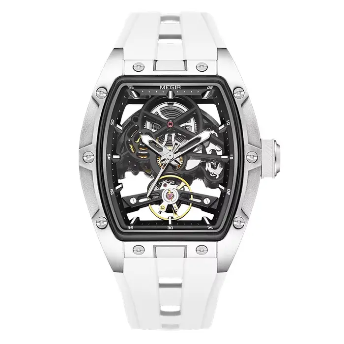 MEGIR 2242 montre automatique bleue pour hommes Sport montre-bracelet mécanique étanche en acier ino