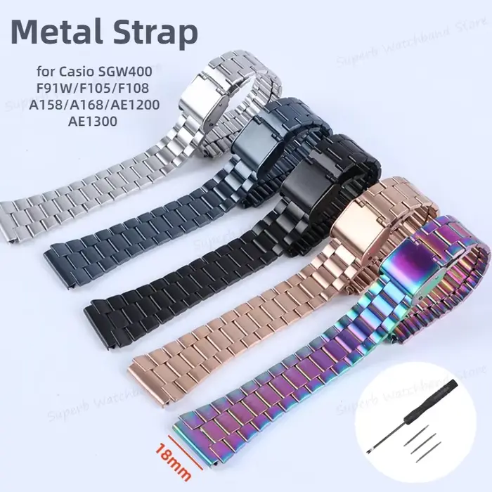 Bracelet de montre vintage en métal 18mm