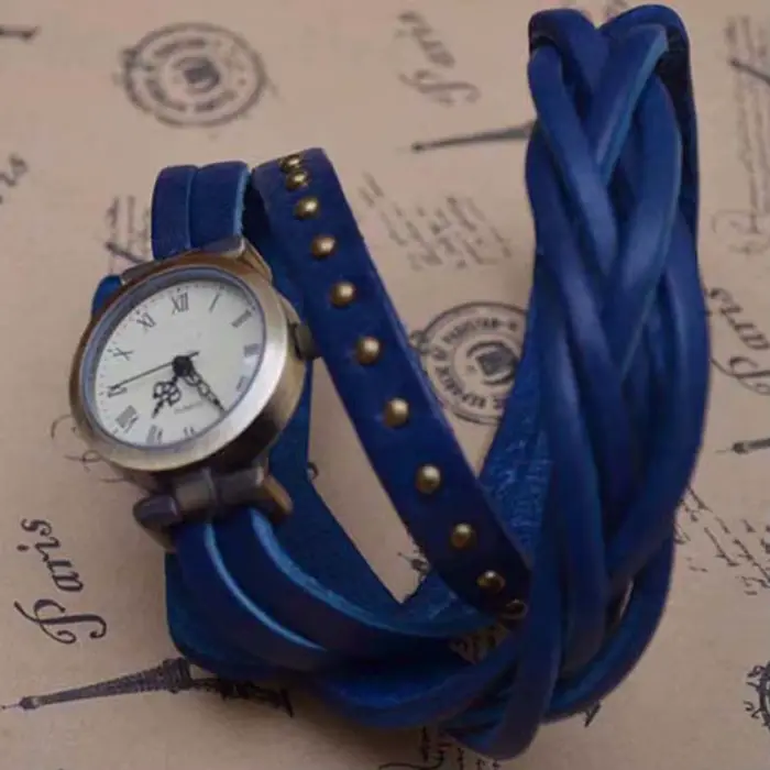 Shsby nouveau Roma Vintage peau de vache spirale plaie bracelet chiffres romains tissage tresse montre femmes