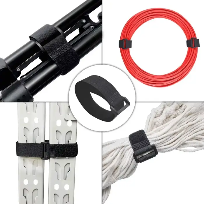 Sangles Velcro noires largeur 20mm attaches zippées en Nylon