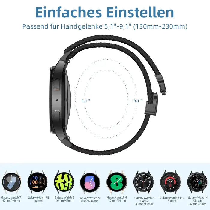 Bracelet de Parachute pour Samsung Galaxy Watch 7 6 5 4 FE 40mm 44mm/5 Pro 45mm