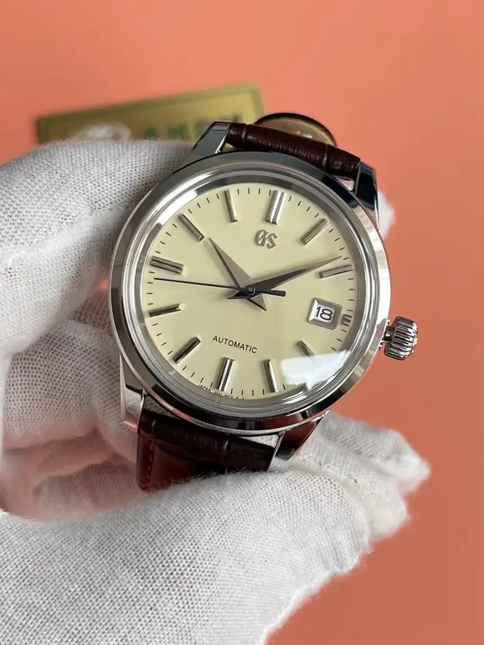 Montre mécanique automatique GS pour hommes, cadran crème en émail, mouvement japonais 4R35, classiq