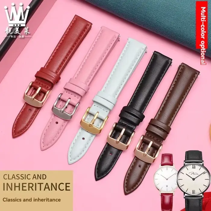 Bracelet de montre en cuir de vachette pour femme
