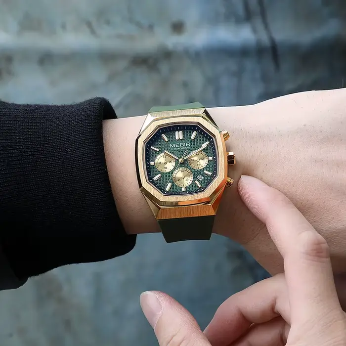 Montre à quartz MEGIR 2215 vert or