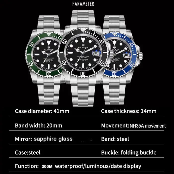 Nouvelle montre mécanique MACARLON Design 41 mm pour homme