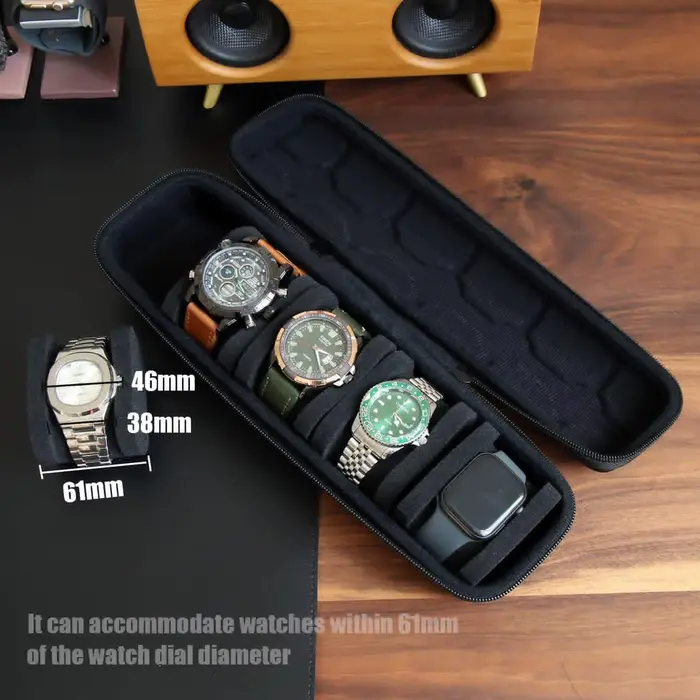 Boîte à montres cuir pour hommes et femmes, étui de voyage, support d'affichage, rangement portable pour montres-bracelets et montres intelligentes occasions spéciales
