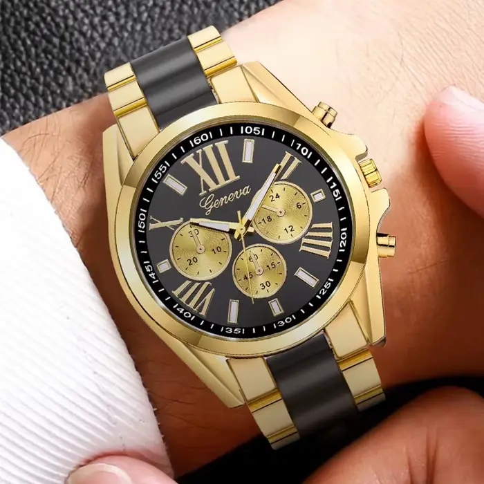 Hommes montres exquises de luxe doré Quartz acier montre-bracelet mode classique Masculino Relogio décontracté affaires horloge mâle Saati