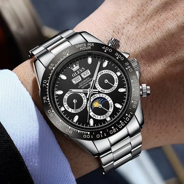 OLEVS 6654 montre de luxe pour hommes chronographe automatique mécanique montre-bracelet étanche lumineux haut marque