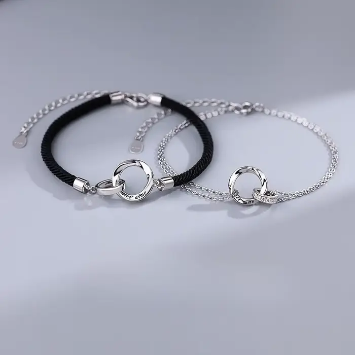 Bracelet de Couple Mobius français en argent Sterling 925