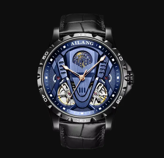 AILANG nouvelle montre à mouvement automatique creux pour hommes