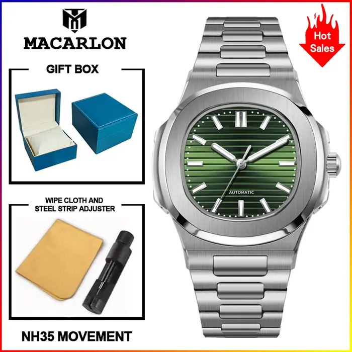 Montre mécanique de style Nautilus MACARLON Design 2026